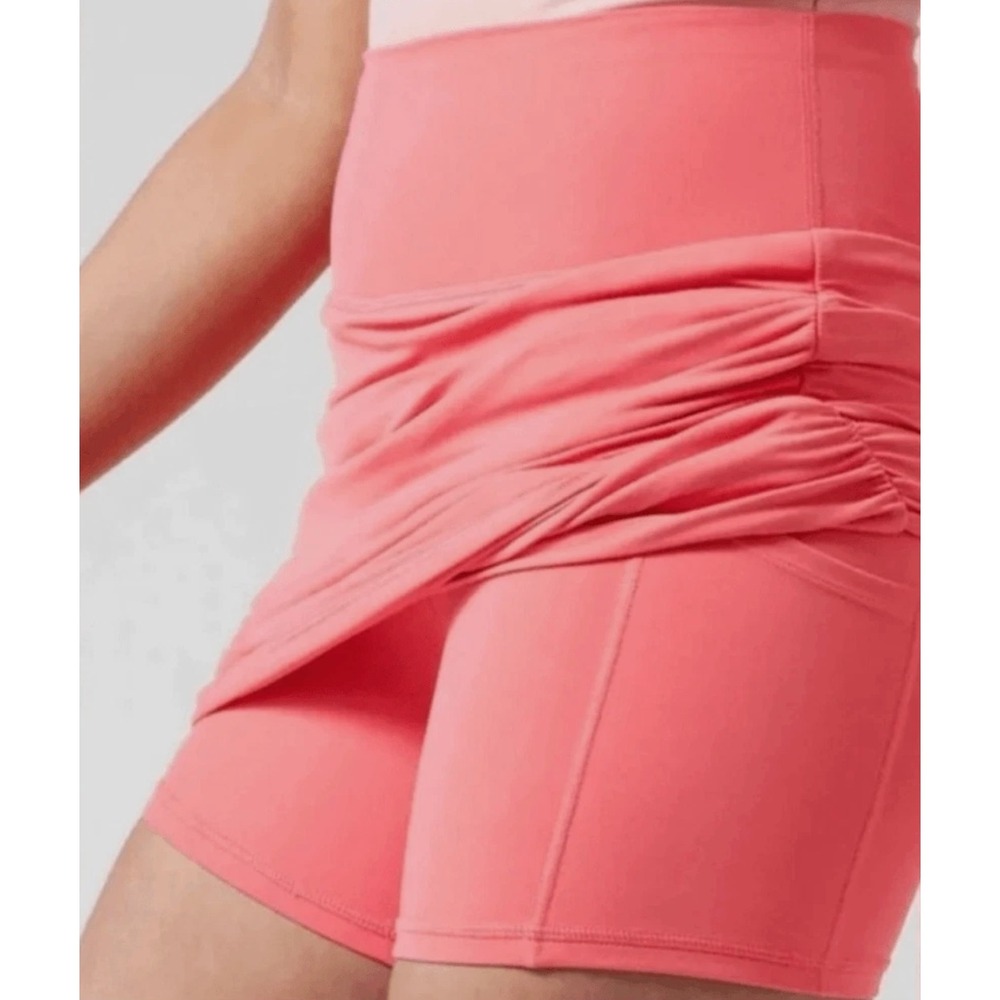 Athleta Transcend Skort Skirt Ruched Built in Shorts Coral Pink 837437 Small $79 - Picture 3 of 14